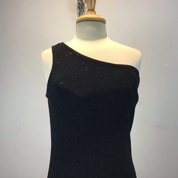 One shoulder, slinky, vintage?, Y2K , sparkly, stretch maxi evening gown. Sz 10 - Picture 4 of 7